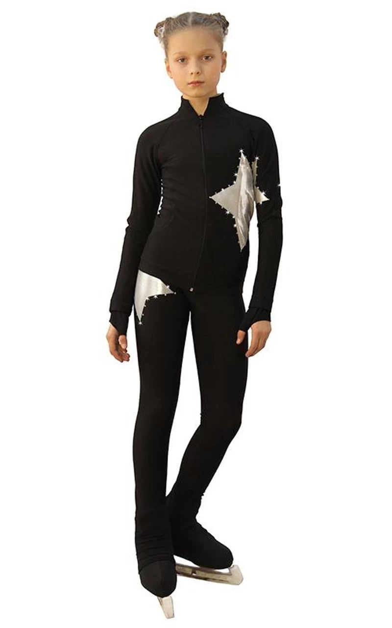 IceDress Figure Skating Outfit - Thermal - Little Star (Black With Silver) 4 IceDress Figure Skating Outfit - Thermal - Little Star (Black With Silver) - Image 2