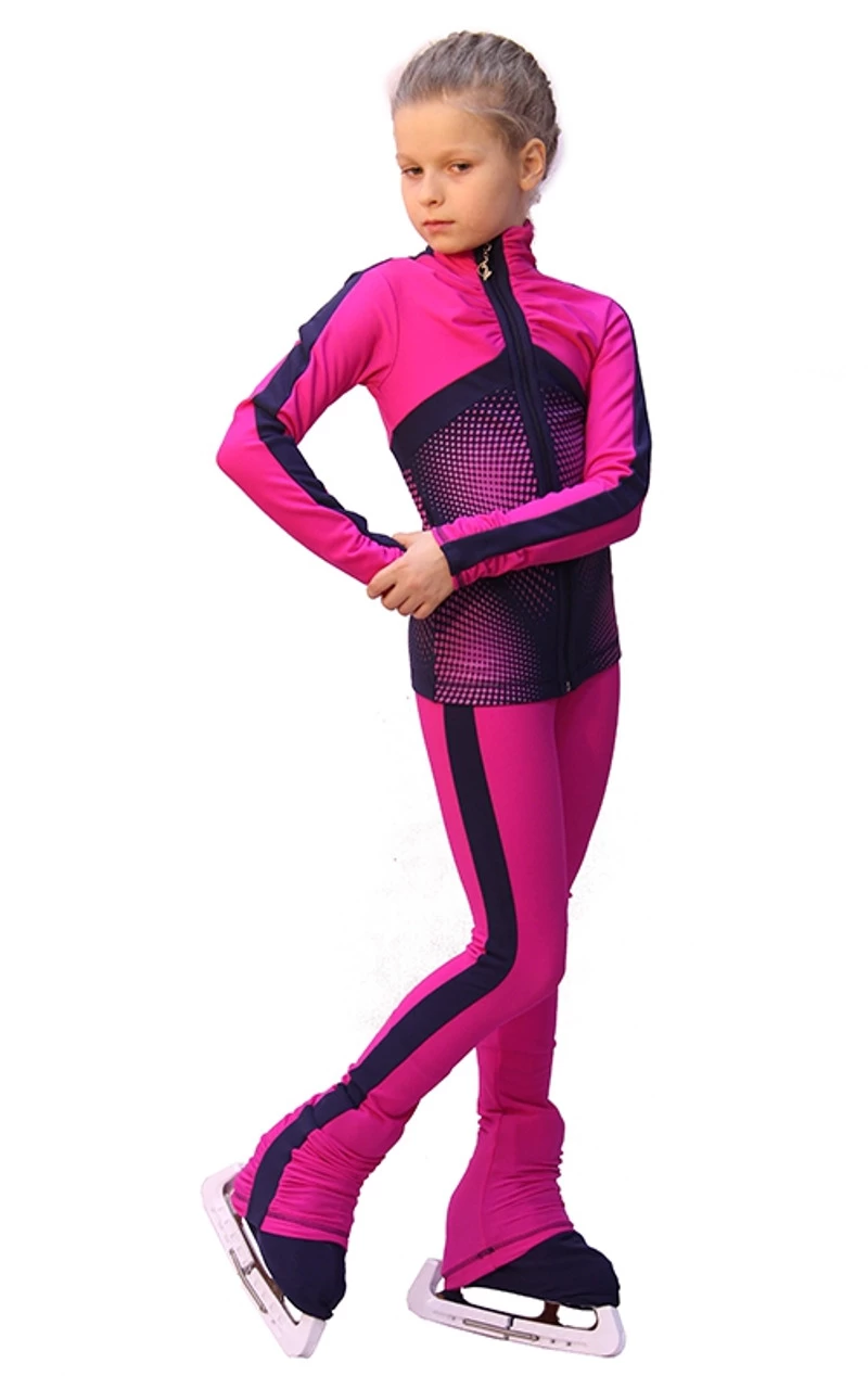 IceDress Figure Skating Pants- Jump (Fuchsia With Gray-Blue Stripes) 5 IceDress Figure Skating Pants- Jump (Fuchsia With Gray-Blue Stripes) - Image 3