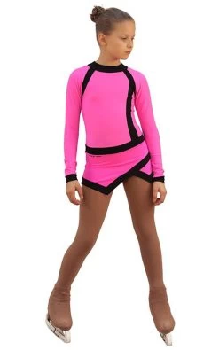 IceDress Figure Skating Dress - Thermal - IceSports (Hot Pink And Black)