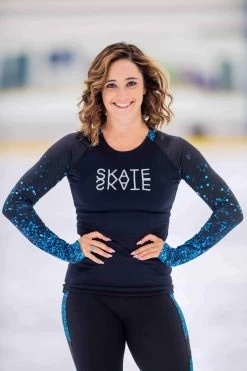 Elite Xpression - Black Shirt With Sublimated Sleeves - Blue Sparkle -Figure Skating Shop 0SY1vfW 13765 13562 32261.1570398125