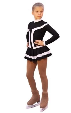IceDress Figure Skating Dress - Thermal -Choctaw (Black With White Line)