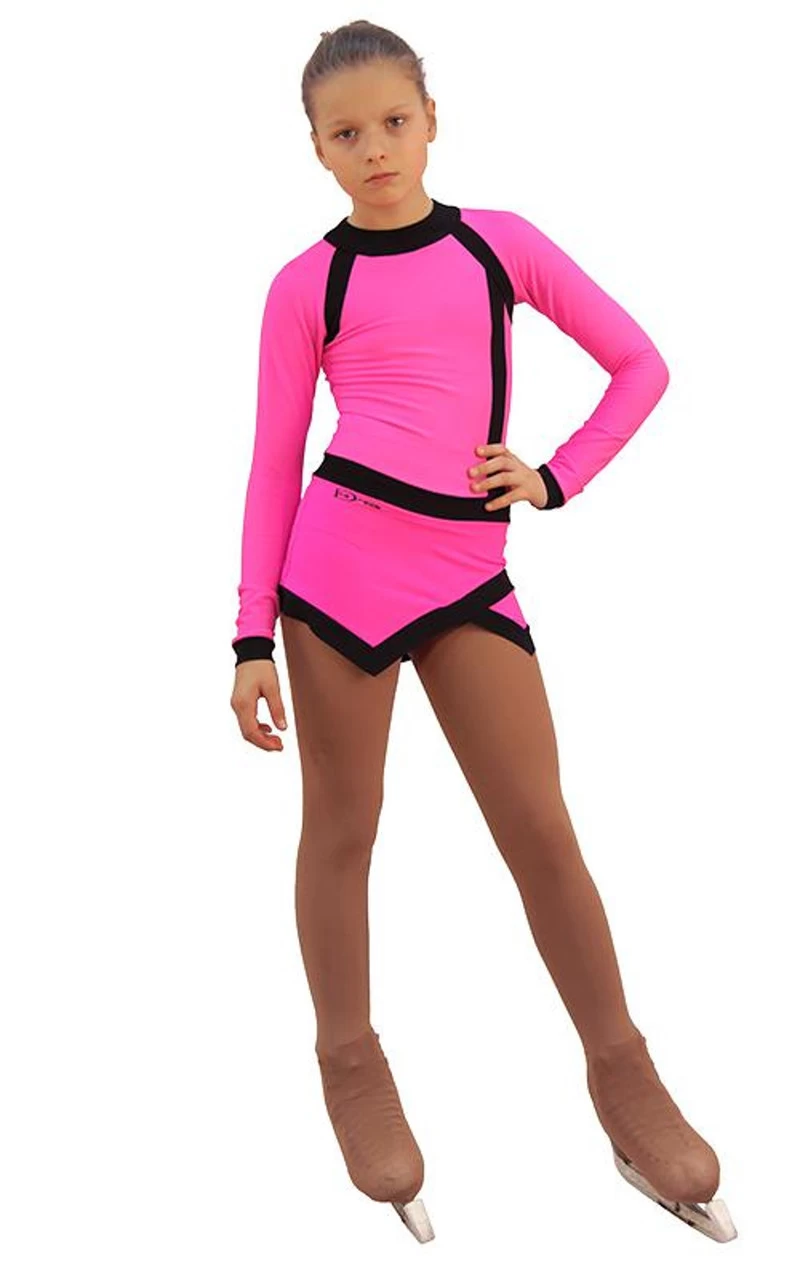 IceDress Figure Skating Dress - Thermal - IceSports (Hot Pink And Black) 4 IceDress Figure Skating Dress - Thermal - IceSports (Hot Pink And Black) - Image 2