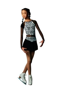Elite Xpression - Printed Black And White Pattern Crop Top Dress