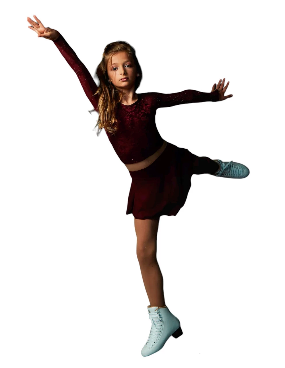 Elite Xpression - Burgundy Crop Top Dress With Mesh