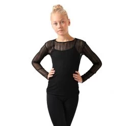 IceDress Ice - Figure Skating Two-Layer Top : Mesh Long Sleeve With Cami Top (Black And Black)