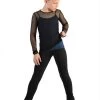 IceDress Ice - Figure Skating Two-Layer Top : Mesh Long Sleeve With Cami Top (Black And Dark Blue)