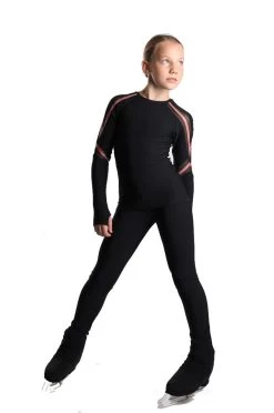 IceDress - Figure Skating Longsleeve Top - Track (Black And Caramel)