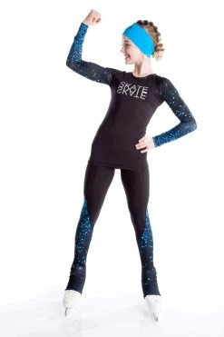 Elite Xpression - Black Shirt With Sublimated Sleeves - Blue Sparkle -Figure Skating Shop 11 C121 SPKBLU 3 71933 04482 28221.1573172874