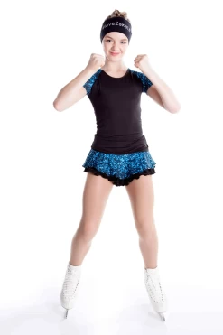 Elite Xpression - Black T-shirt With Sublimated Sleeves - Blue Sparkle -Figure Skating Shop 14 C300 SPKBLU 3 86165 03274 22661.1570398224