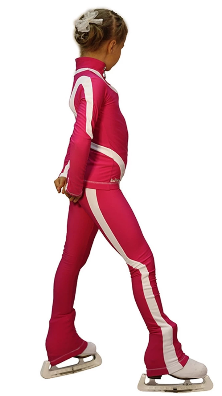 IceDress Figure Skating Thermal Jacket -Flip (Fuchsia With White Line) 4 IceDress Figure Skating Thermal Jacket -Flip (Fuchsia With White Line) - Image 2