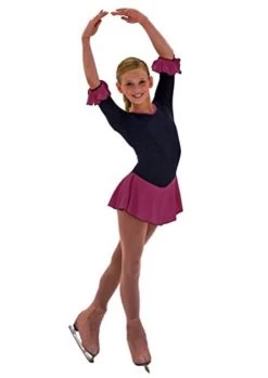ChloeNoel DLS18-3/4 Sleeve Fleece With Sparkles Dress (15% OFF, Black/Plum Sparkle, CXS)