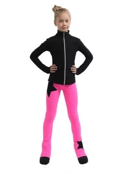 IceDress Figure Skating Pants - Thermal - Disco Dance (Black With Hot Pink) -Figure Skating Shop 1 92327 99107.1582429647