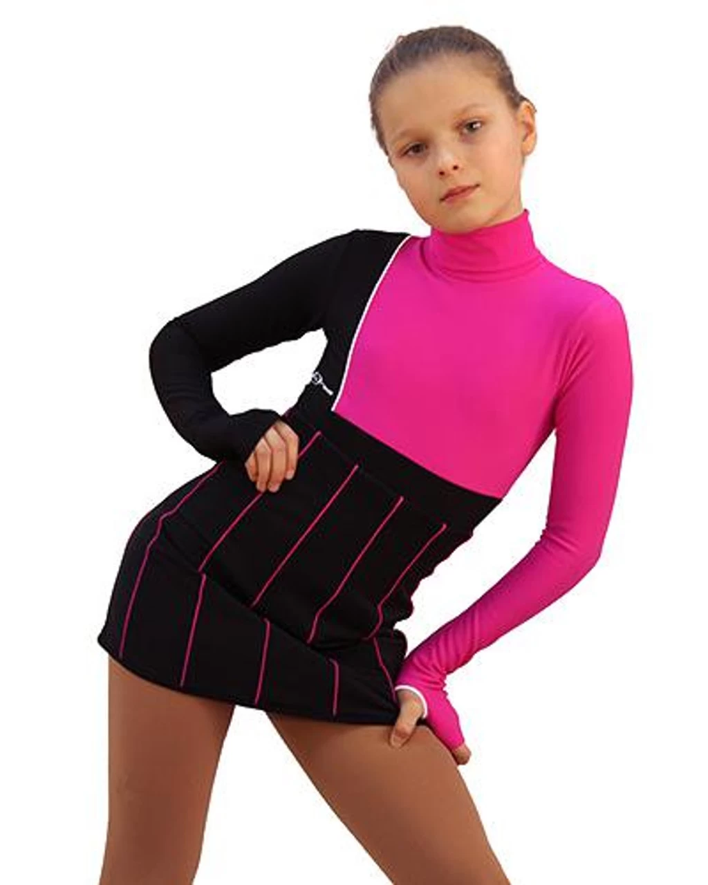 IceDress Figure Skating Dress - Thermal - IceFashion (Black With Fuchsia) 4 IceDress Figure Skating Dress - Thermal - IceFashion (Black With Fuchsia) - Image 2