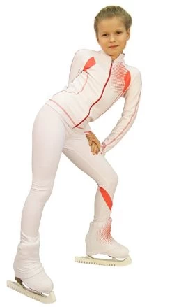 IceDress Figure Skating Outfit - Thermal -Euler (White And Coral)