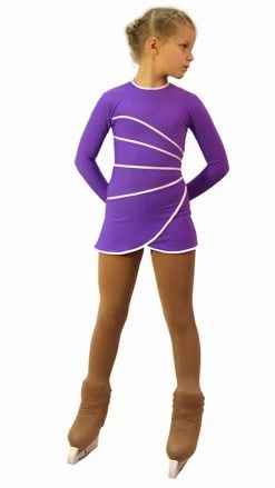 IceDress Figure Skating Dress-Thermal - Grace (Violet With White Line)
