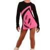 IceDress Figure Skating Dress - Thermal - Velvet (Black With Pink, Feathers) -Figure Skating Shop 2 12391 96482 38149.1582486978