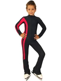 IceDress - Figure Skating Training Overalls - Rays (Gray And Raspberry)