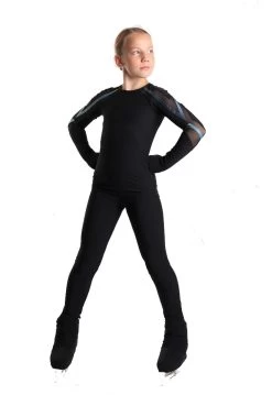 IceDress - Figure Skating Longsleeve Top -Track (Black And Emerald) -Figure Skating Shop 3.1672310260 83200.1672314418