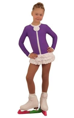 IceDress Figure Skating Dress - Thermal - Buff (Purple With White)