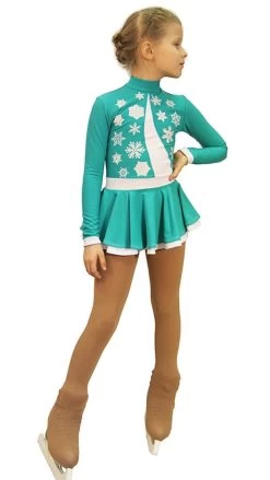 IceDress Figure Skating Dress-Thermal - Snowflake (25% OFF, Mint And White)