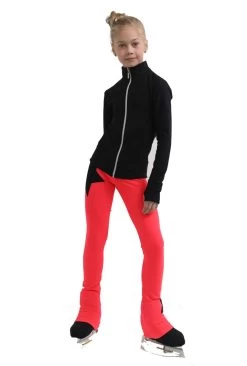 IceDress Figure Skating Pants - Thermal - Disco Dance (Black With Hot Coral)