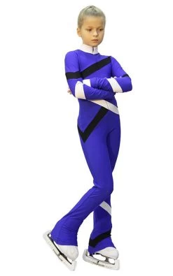 IceDress - Figure Skating Training Overalls - Quad (Cornflower, Black And White)