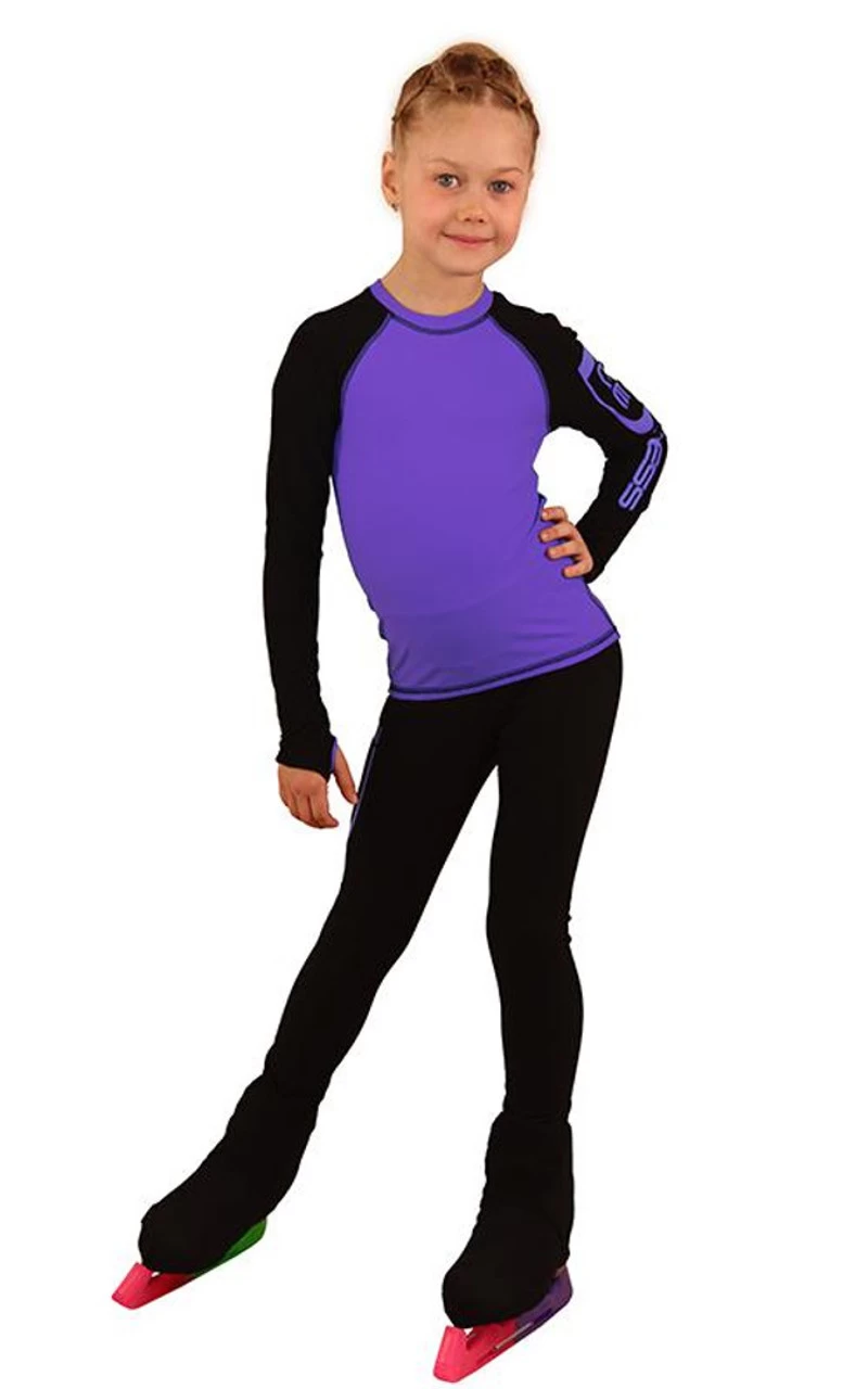 IceDress Figure Skating Outfit - Thermal - IceDress Lite (Linglish With Leggings) (Black With Purple) 4 IceDress Figure Skating Outfit - Thermal - IceDress Lite (Linglish With Leggings) (Black With Purple) - Image 2