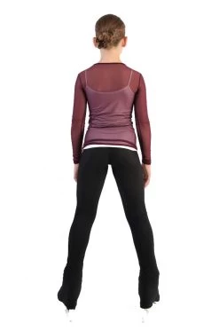 IceDress - Figure Skating Two-Layer Top : Mesh Long Sleeve With Cami Top (Burgundy And White) -Figure Skating Shop 4.1672309829 30716.1672314344