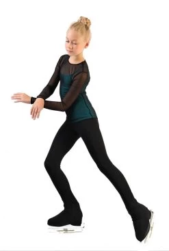 IceDress - Figure Skating Two-Layer Top : Mesh Long Sleeve With Cami Top (Black And Turquoise) -Figure Skating Shop 4.1672309912 71984.1672314358
