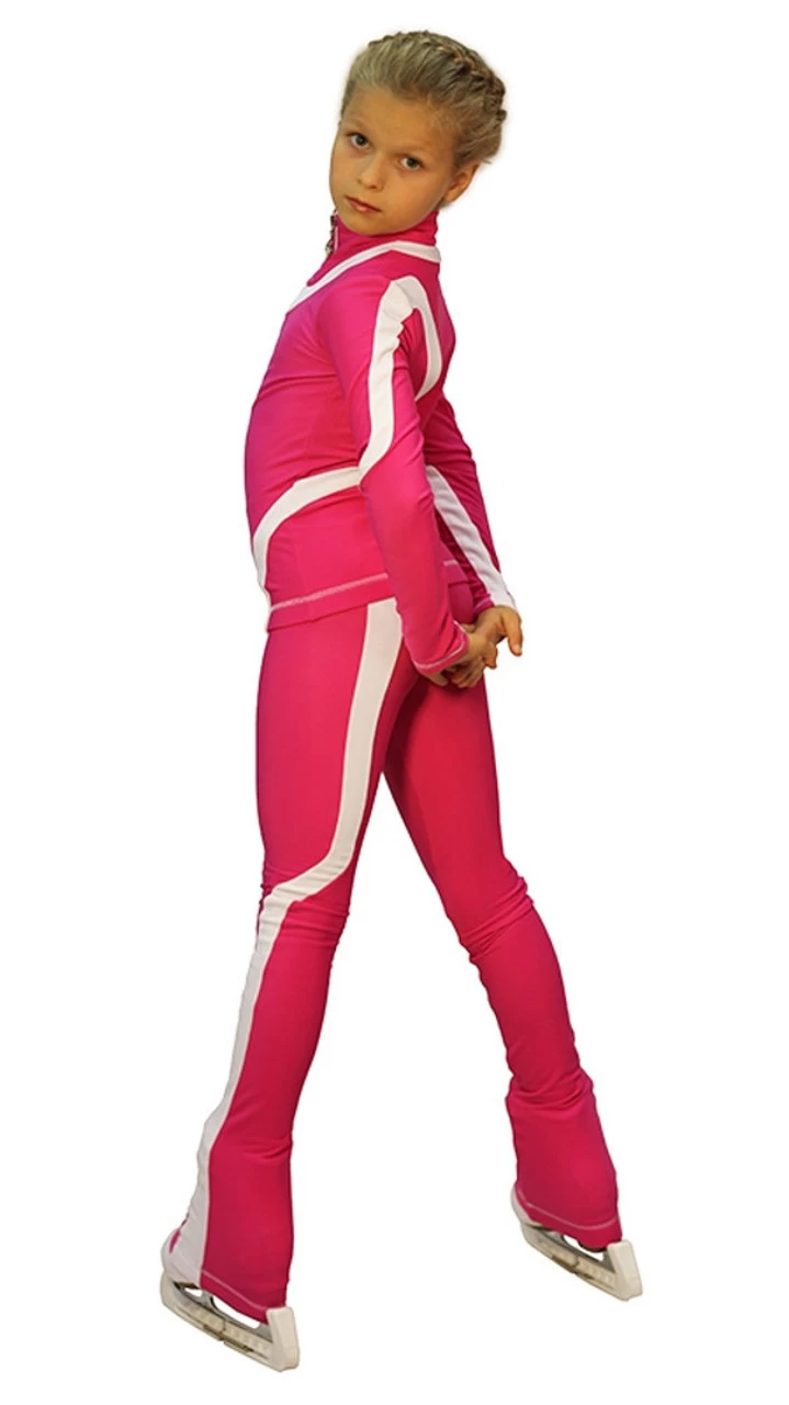IceDress Figure Skating Thermal Jacket -Flip (Fuchsia With White Line) 6 IceDress Figure Skating Thermal Jacket -Flip (Fuchsia With White Line) - Image 4