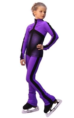 IceDress Figure Skating Outfit - Thermal - Jump (Purple With Black Stripes)