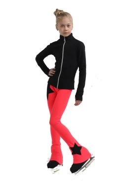 IceDress Figure Skating Pants - Thermal - Disco Dance (Black With Hot Coral) -Figure Skating Shop 4 37330 04793.1582492810