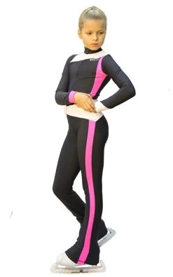 IceDress - Figure Skating Training Overalls - Skating (Dark Grey, Hot Pink And White )