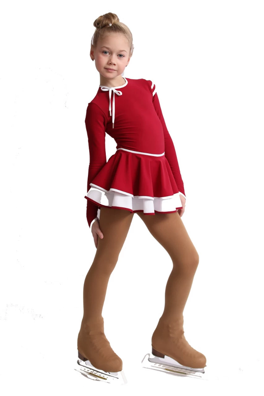 IceDress Figure Skating Dress - Thermal - Duet (Burgundy With White) 5 IceDress Figure Skating Dress - Thermal - Duet (Burgundy With White) - Image 3
