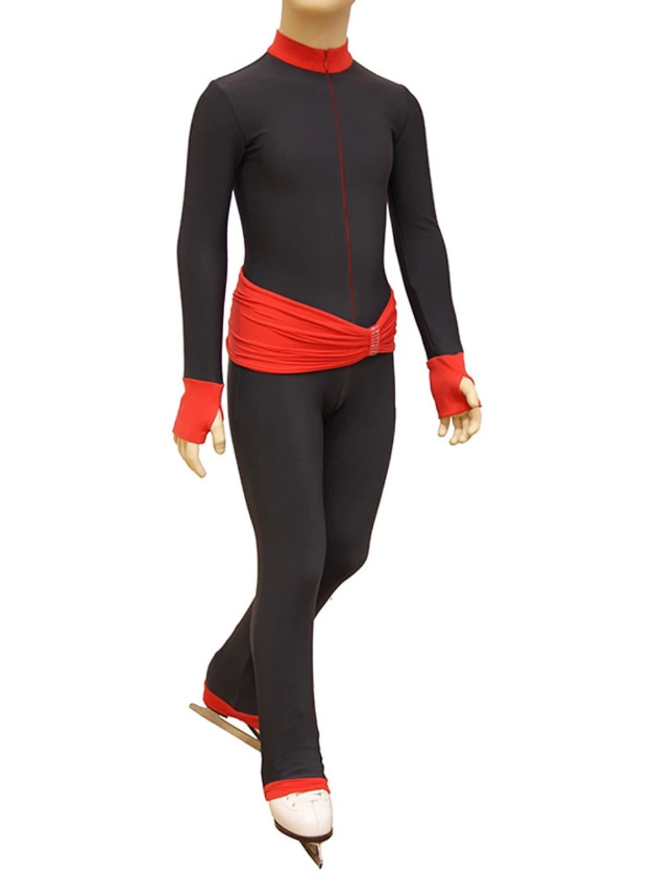 IceDress - Figure Skating Training Overalls - Oriental (Gray With Red Belt) 3 IceDress - Figure Skating Training Overalls - Oriental (Gray With Red Belt)