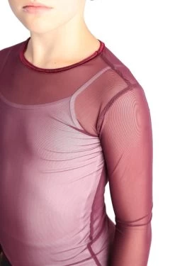 IceDress - Figure Skating Two-Layer Top : Mesh Long Sleeve With Cami Top (Burgundy And White) -Figure Skating Shop 5.1672309831 23176.1672314344