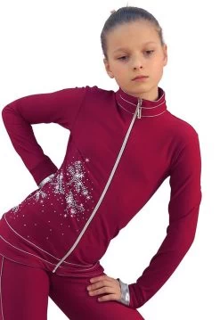 IceDress Figure Skating Outfit - Thermal - Shine (Bordeaux With Silver)