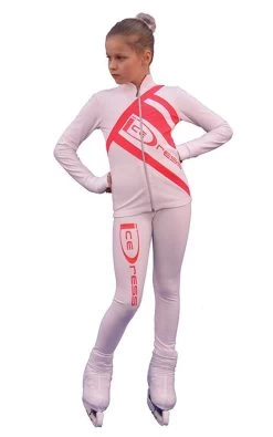 IceDress Figure Skating Outfit - Thermal - IceDress (White With Coral)