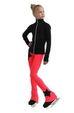 IceDress Figure Skating Pants - Thermal - Disco Dance (Black With Hot Coral) -Figure Skating Shop 5 43458 58299 95288.1582514382