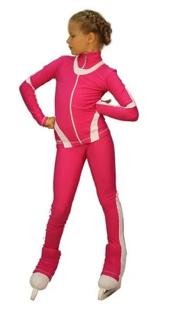 IceDress Figure Skating Thermal Jacket -Flip (Fuchsia With White Line)