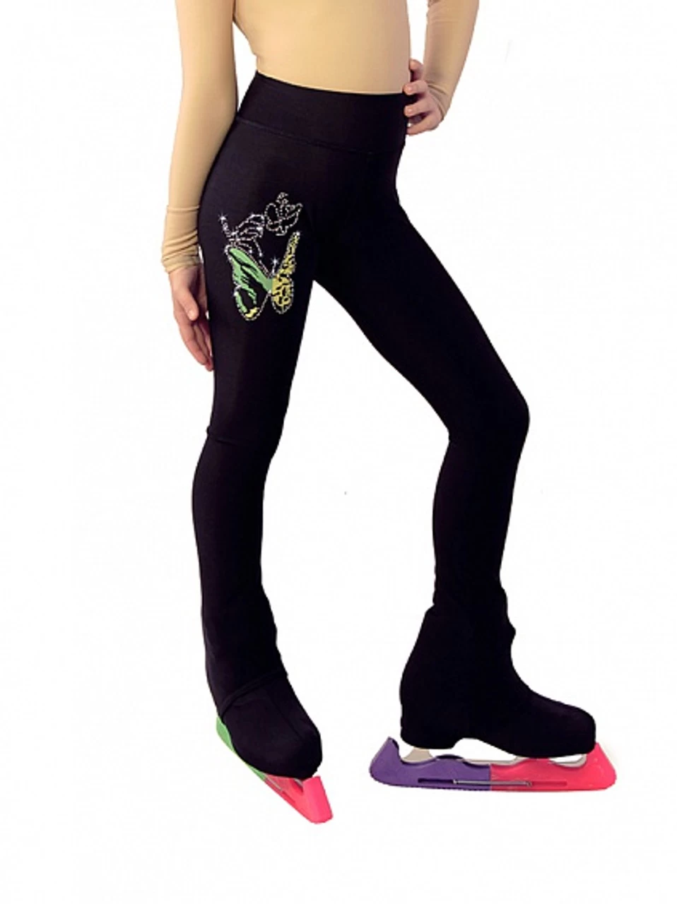 IceDress Ice Skating Pants -Butterfly With Applique (25% OFF Size CXS,Black) 3 IceDress Ice Skating Pants -Butterfly With Applique (25% OFF Size CXS,Black)