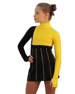 IceDress Figure Skating Dress - Thermal - IceFashion (Black With Yellow)