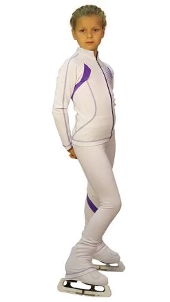 IceDress Figure Skating Thermal Pants -Euler (White And Purple)