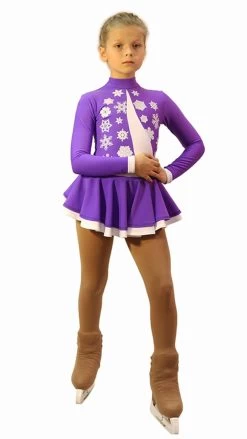IceDress Figure Skating Dress-Thermal - Snowflake (40% OFF, Purple And White)