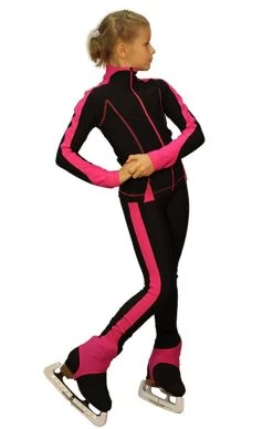 IceDress Figure Skating Thermal Jacket -Bracket (Black With Fuchsia Line)