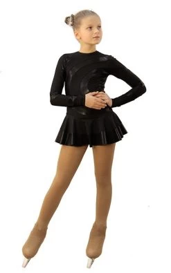 IceDress Figure Skating Dress - Thermal - Serpentine (Black With Black Lycra)