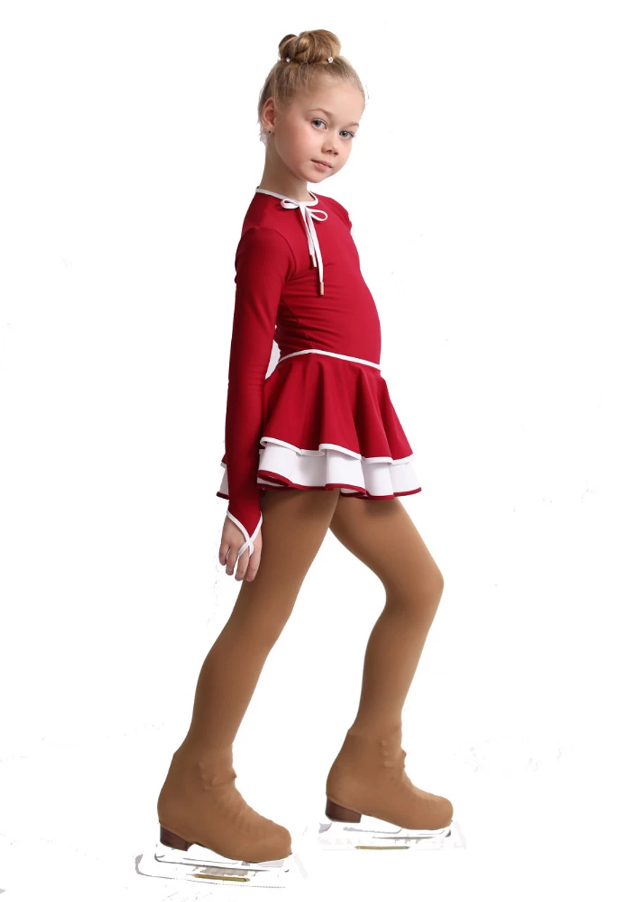 IceDress Figure Skating Dress - Thermal - Duet (Burgundy With White) 7 IceDress Figure Skating Dress - Thermal - Duet (Burgundy With White) - Image 5