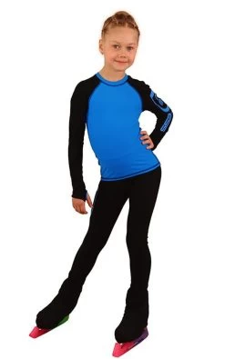 IceDress Figure Skating Outfit - Thermal - IceDress Lite (Linglish With Leggings) (Black With Blue)