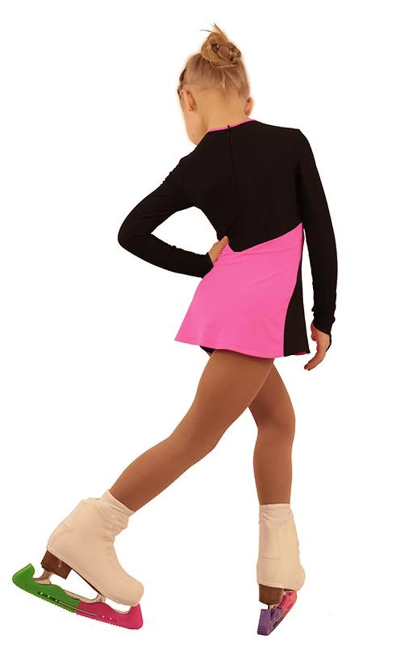 IceDress Figure Skating Dress - Thermal - Velvet (Black With Hot Pink, Ornament) 5 IceDress Figure Skating Dress - Thermal - Velvet (Black With Hot Pink, Ornament) - Image 3