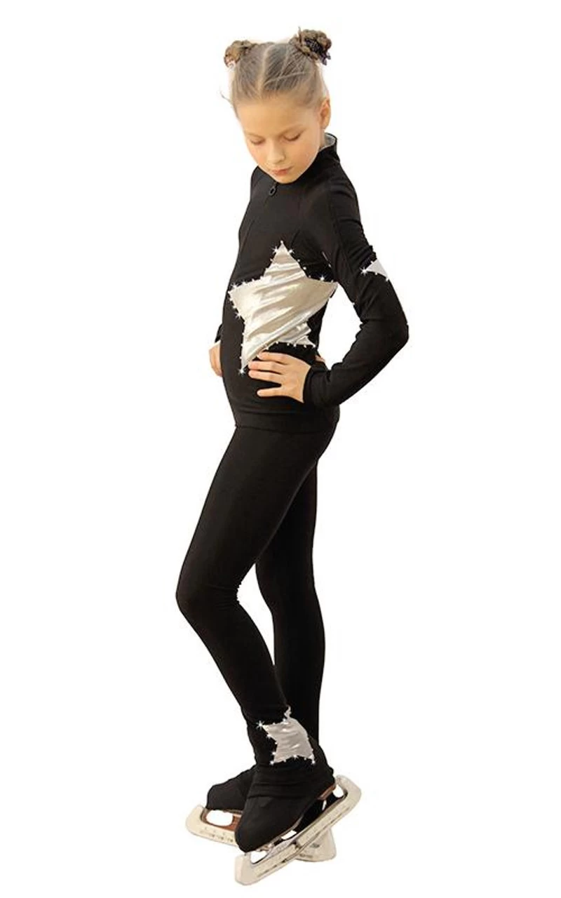 IceDress Figure Skating Outfit - Thermal - Little Star (Black With Silver) 5 IceDress Figure Skating Outfit - Thermal - Little Star (Black With Silver) - Image 3